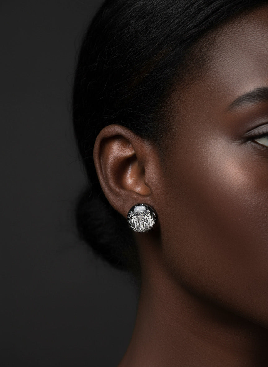 Pen and Ink Protea Studs