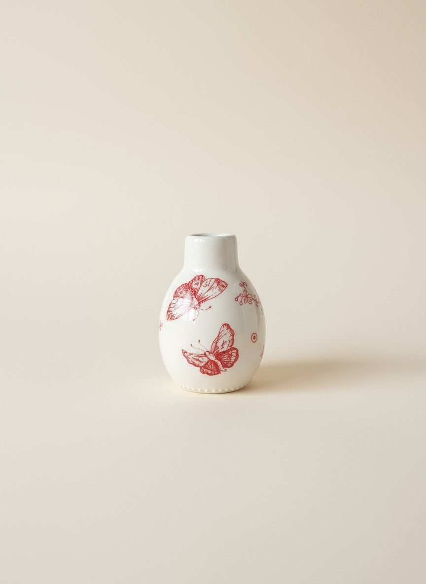 Red on White Small Vase