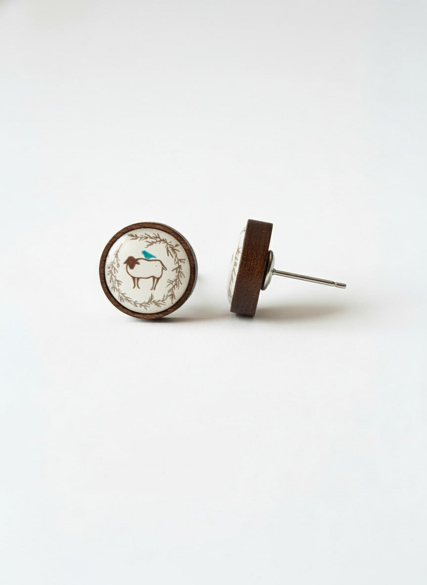 Sheep and Blue Bird Large Studs