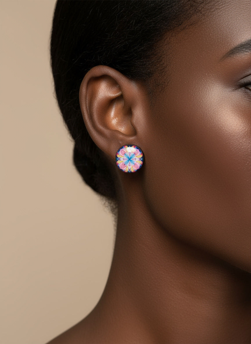 Pink and Blue Mandala Large Studs