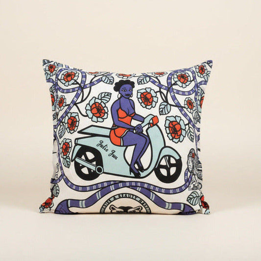 Purple Scooter Girl Pillow Cover