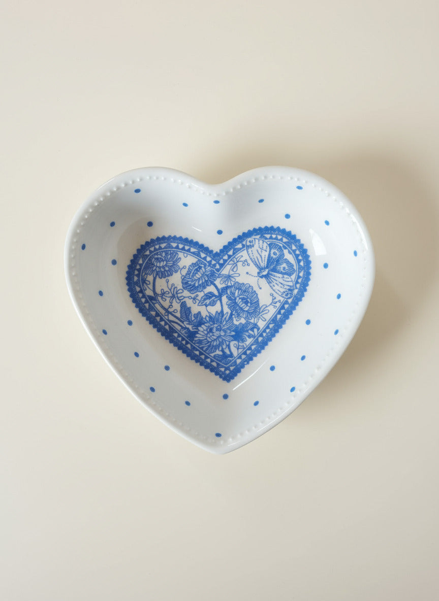 Blue Ceramic Heart Dish