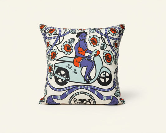 Purple Scooter Girl Pillow Cover