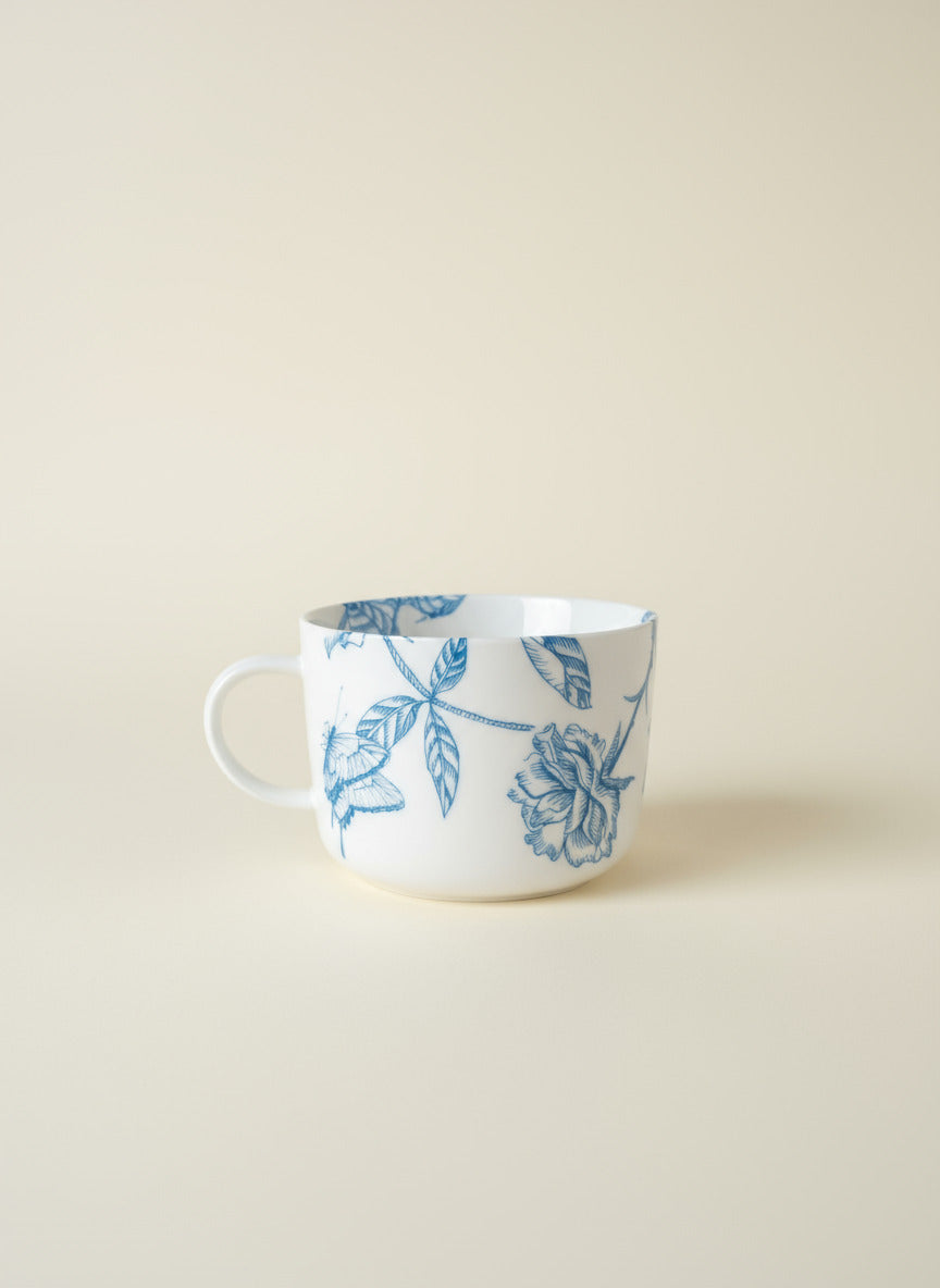 Light Blue Roses Fat Cup