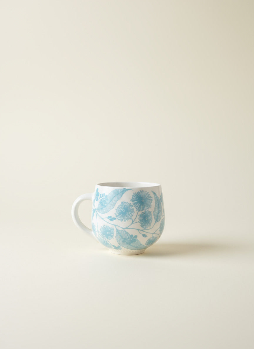 Light Blue Leaves  Round Cup