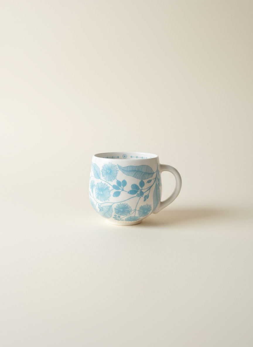 Light Blue Leaves  Round Cup