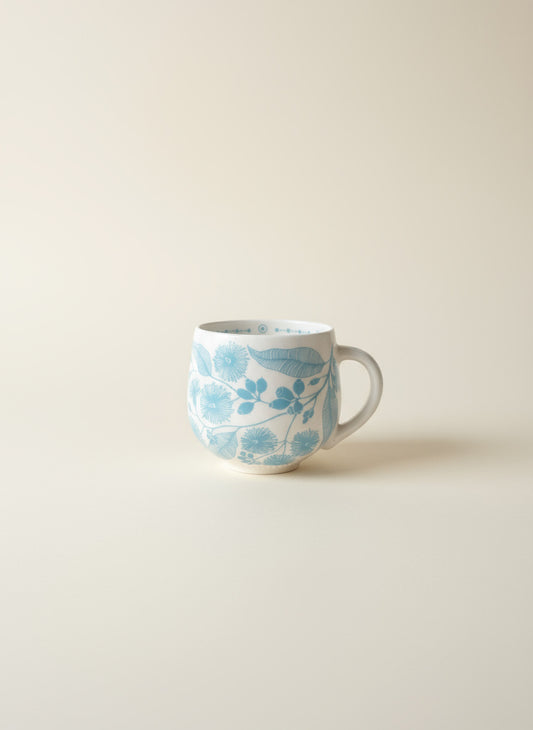 Light Blue Leaves  Round Cup