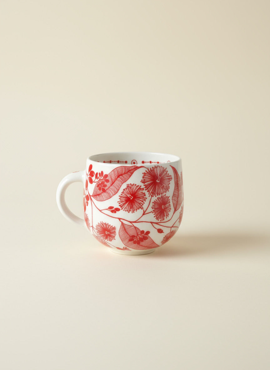 Red on White Round Cup