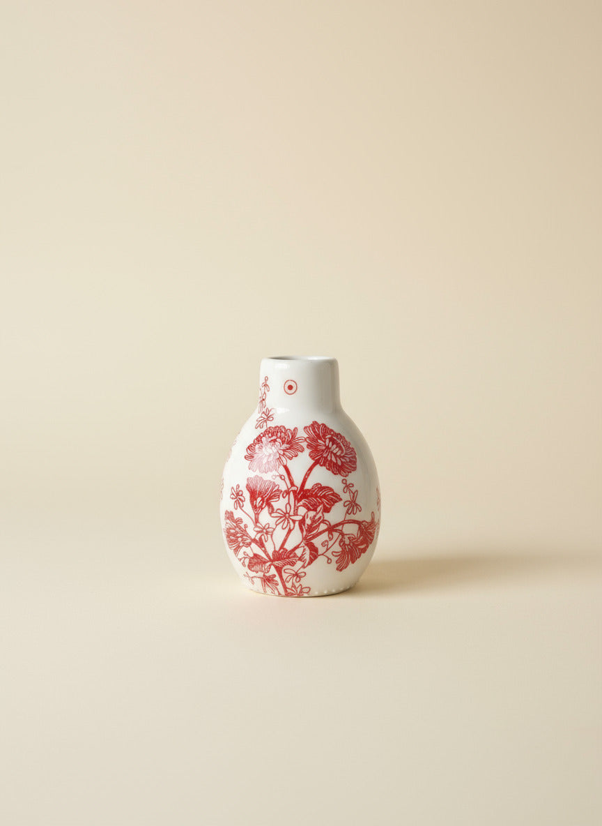 Red on White Small Vase