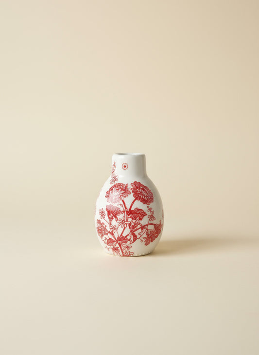 Red on White Small Vase
