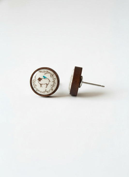 Sheep and Blue Bird Large Studs