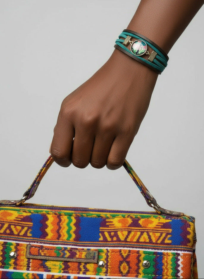 Pink Protea Wrap Bracelet